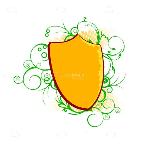 Abstract Shield with Floral Background